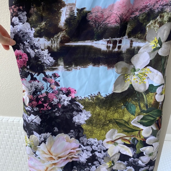 Ted Baker Photographic Print Cold Shoulder Dress - Picture 2 of 6